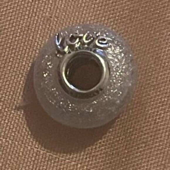 Pandora Glittery White Murano Glass Mom & Love Charm - Picture 4 of 5